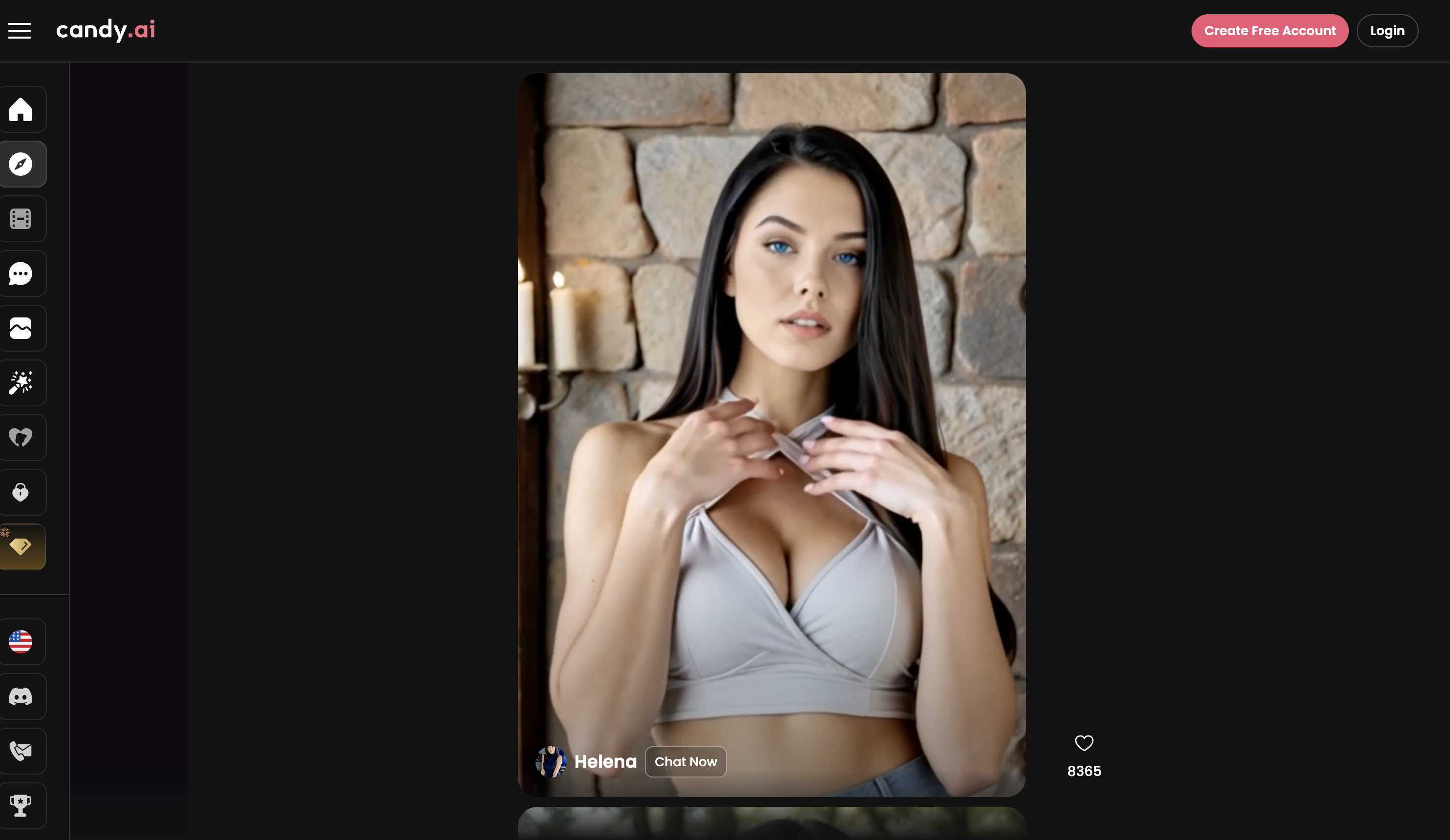 Candy AI chat session with a photorealistic companion